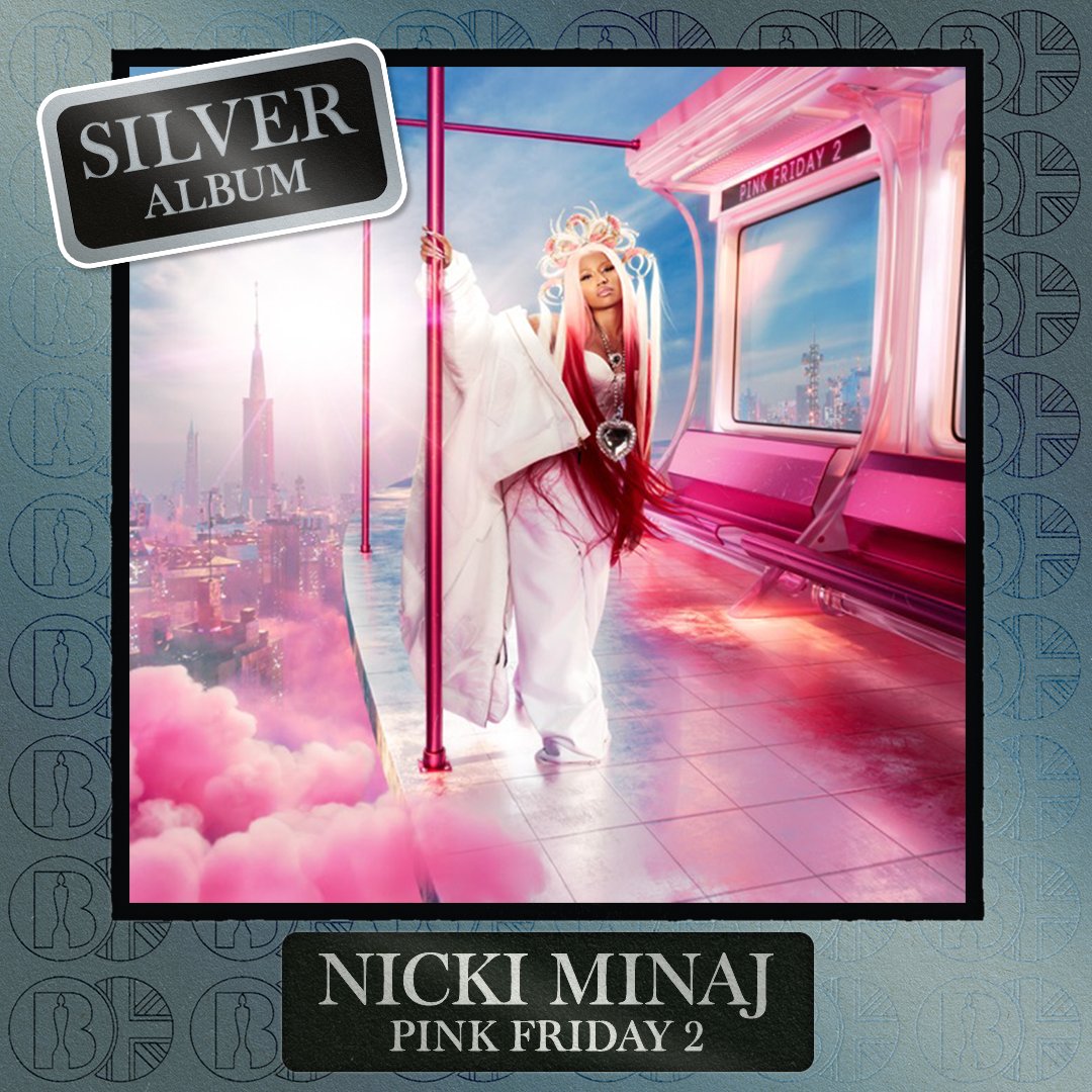 BRITs's tweet image. 'Pink Friday 2', the album by @NICKIMINAJ, is now #BRITcertified Silver