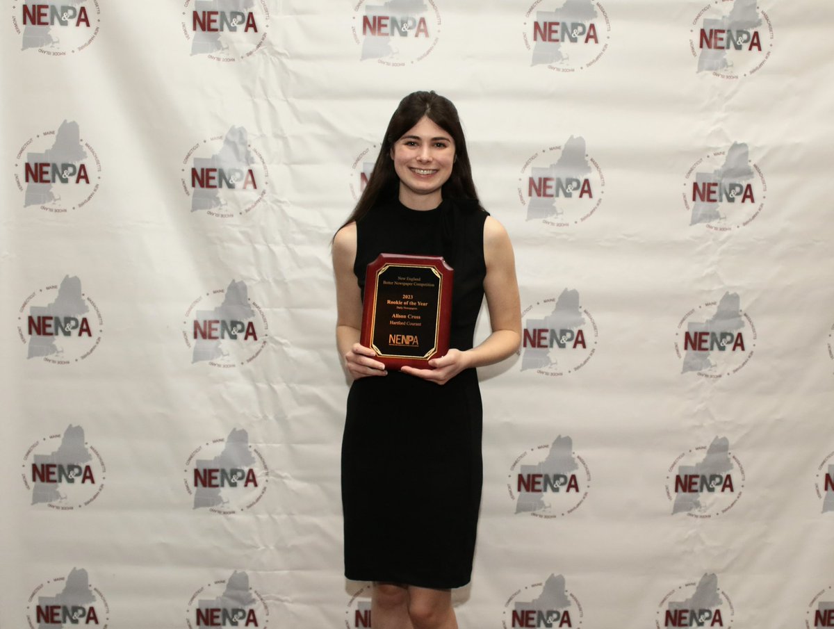 I’m so honored to be named <a href="/NENPA/">NE Newspaper & Press</a>’s 2023 Rookie of the Year. Many thanks to @HartfordCourant, all my editors, mentors, <a href="/UConnJournalism/">UConn Journalism</a> professors, scholarship sponsors and everyone who has helped me along the way. I’m so grateful and proud to be a journalist.