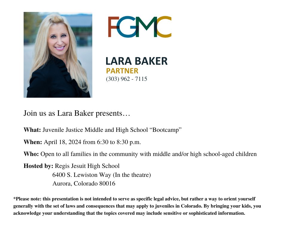 Join us as Lara Baker presents… Juvenile Justice Middle and High School “Bootcamp”. 
Please visit the link to register. lp.constantcontactpages.com/ev/reg/e5mvkb5