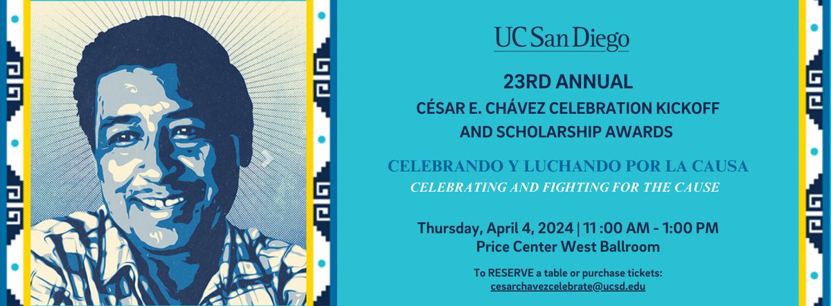 UC San Diego plans a month-long series of events to celebrate the legacy César E. Chávez. This year's theme is 'Celebrando y Luchando por La Causa: Celebrating and Fighting for the Cause.' See schedule, including kickoff scholarship awards event April 4: go.ucsd.edu/3MNuJx0