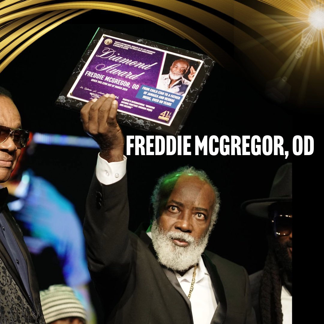 Diamond Award for a legend at the 41st IRAWMA. Freddie McGregor tribute featured performance by Chino McGregor saluting this legend of reggae music for over 60 years. @chinomcgregor #FreddieMcGregor #ChinoMcGregor #IRAWMAMoments #IRAWMA