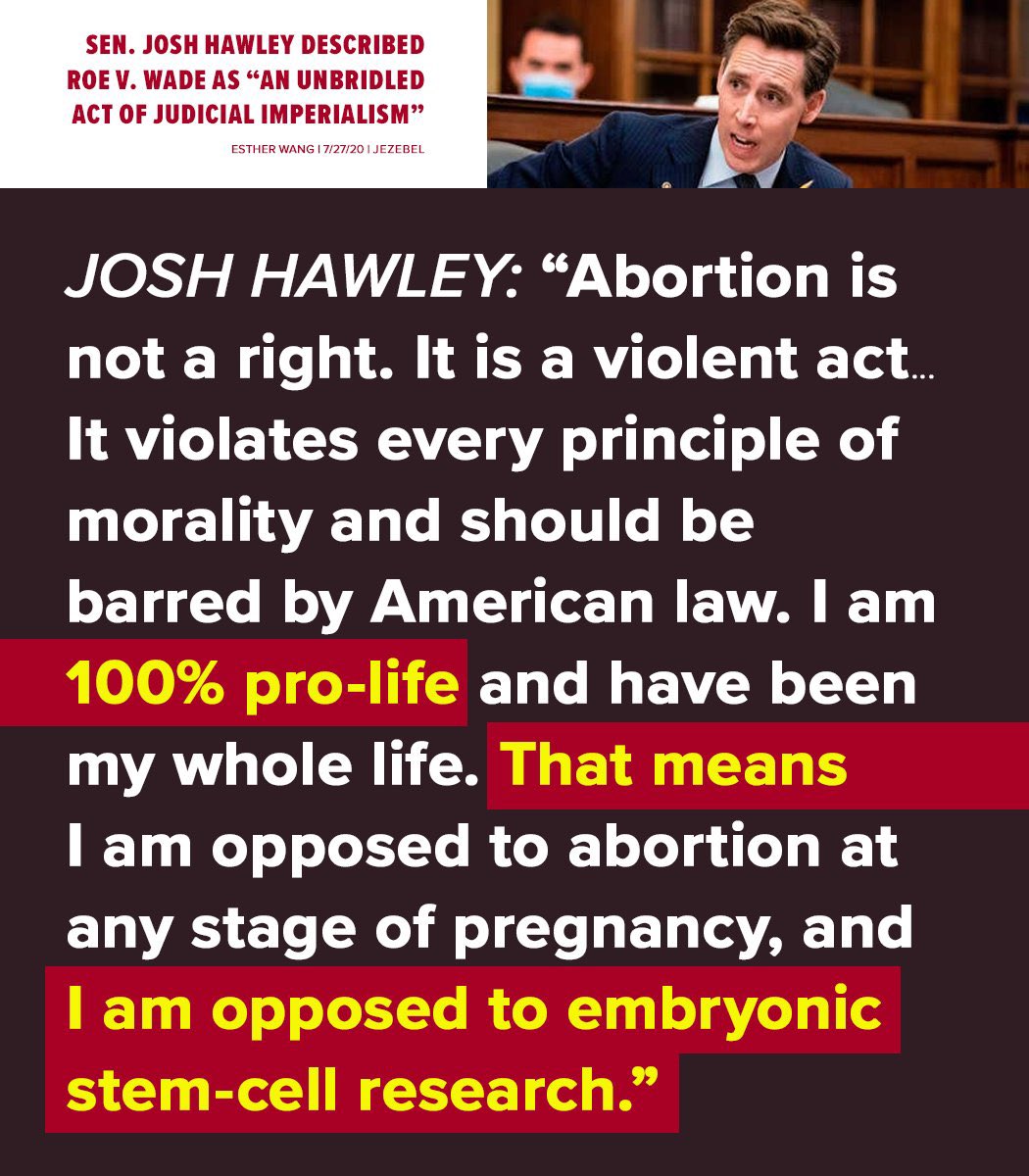 LucasKunceMO's tweet photo. Josh Hawley just said he's always been “100% pro-life and 100% pro-IVF.”

He also says “100% pro-life” means opposing embryonic stem-cell research. And he won't back a pro-IVF bill because it's “about abortion” (it isn't). So — is he dumb?

Or does he just think Missourians are? https://t.co/ROIev70OB7