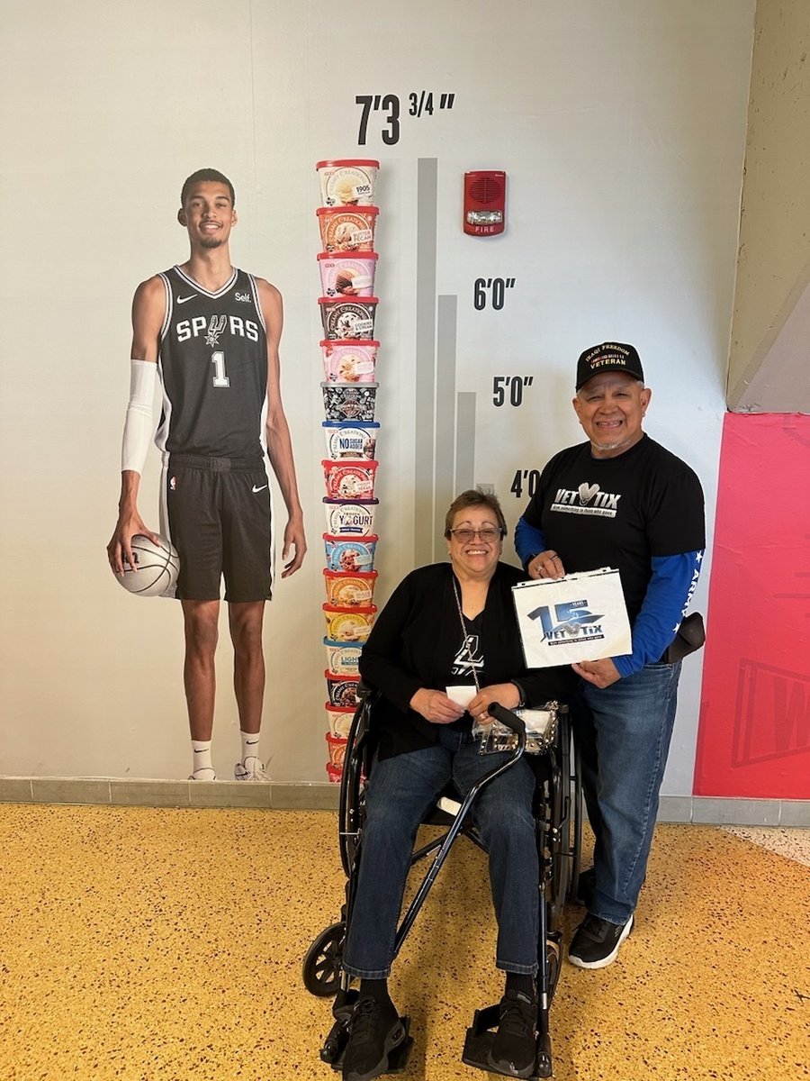 Donated by: San Antonio Spurs & #VetTix purchases. #USARMY #Veteran Pedro writes #TQ for providing these services and paying it forward. My spouse and I had a great time while the Spurs organization making concessions for my spouse while in a wheelchair. #MemoryMaker