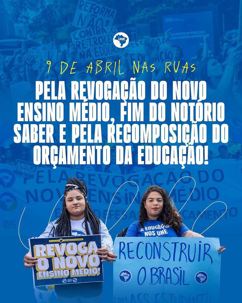 uneoficial's tweet photo. REVOGA NEM! ✊🏾

No próximo dia 9, sairemos às ruas de todo o Brasil no Dia Nacional de Mobilização pela Revogação do Novo Ensino Médio.

É urgente revogar o NEM e aprovar uma nova lei, participe das mobilizações. Vamos defender o direito dos estudantes e garantir um ensino médio de qualidade para todos. A educação não pode retroceder!