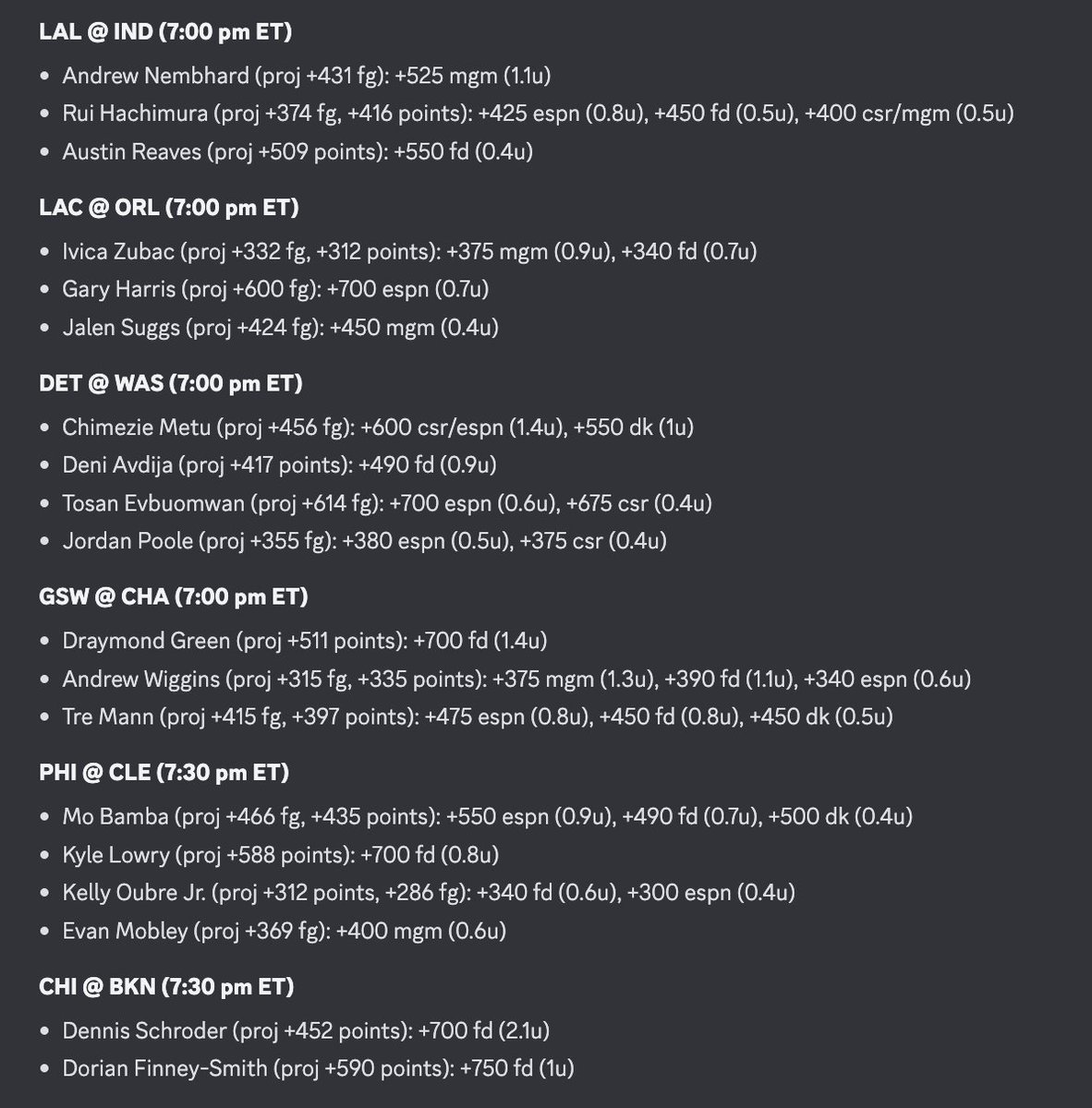 here's the +EV #freeplays for FIRST BASKET BY TEAM 

lots of value at espn and mgm already! see all the markets at our FREE discord discord.gg/tRj8wefT

#nbax #gamblingx #firstbasket #firstbasketfriday #degenx