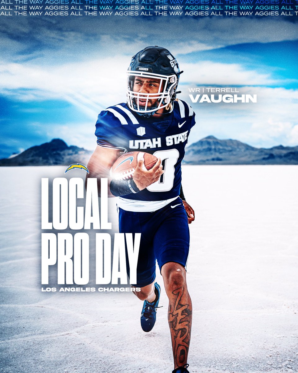 Good luck to @Terrell_Vaughn6 at the @chargers Local Pro Day! 🤘🎸 #AggiesAllTheWay