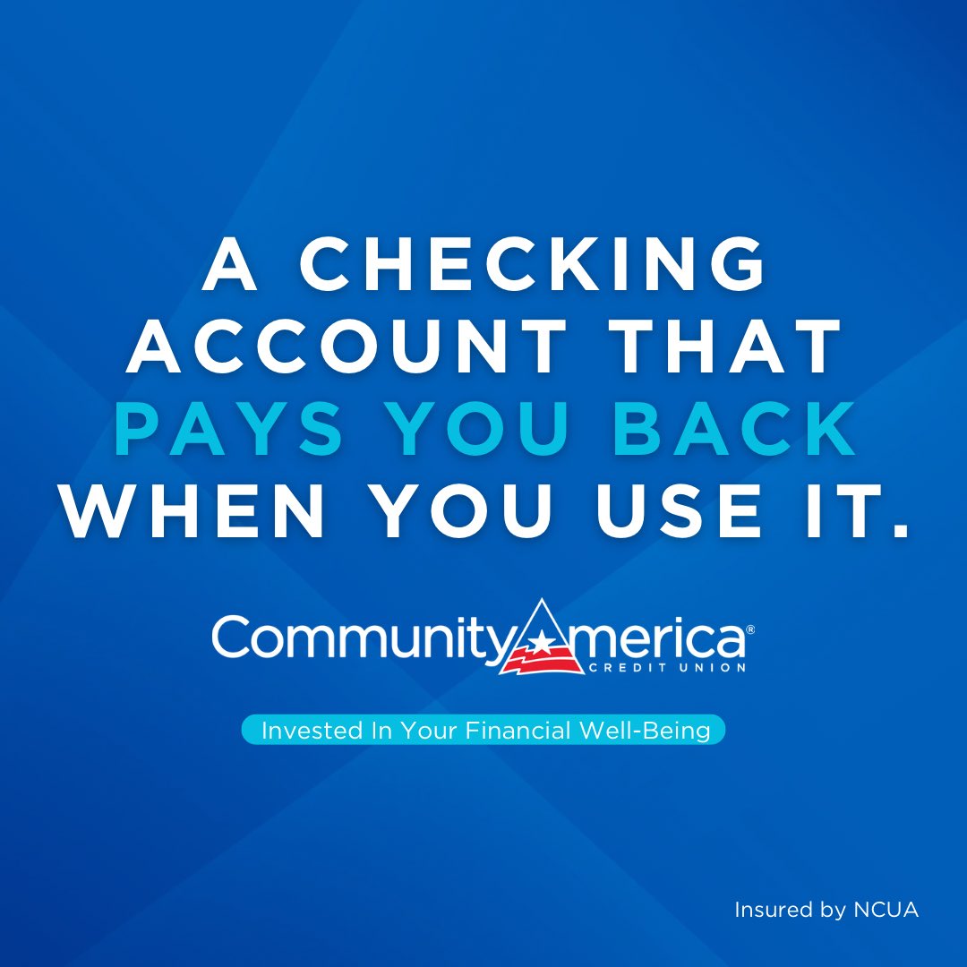 Free Cashback Checking: it’s a one-of-a-kind in Kansas City! At CommunityAmerica Credit Union, we care about your financial well-being, and this is one way we do it - a checking account that pays YOU back when you use it! *Your journey to financial freedom can begin here:…