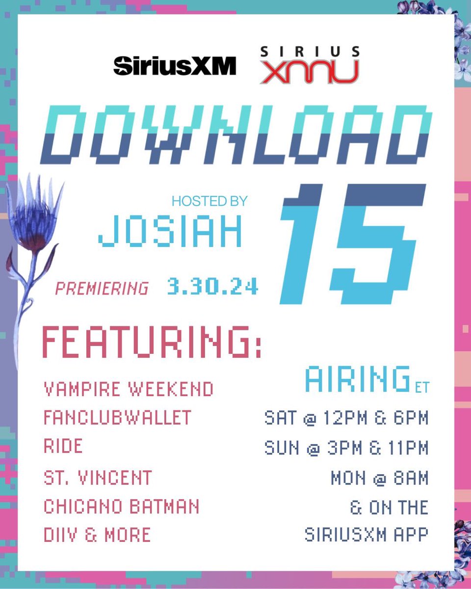 All new episode of the Download 15 premeries on @siriusxmu this weekend!