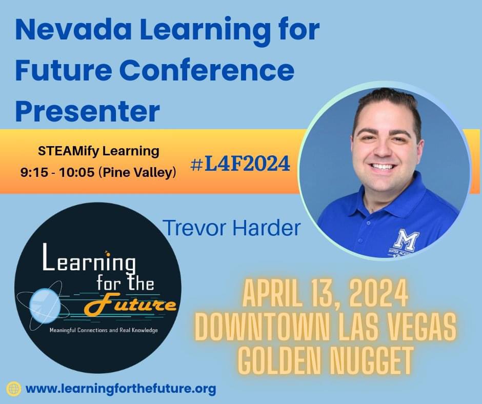 Calling educators in Nevada!  There are a few registrations left for the Learning for the Future conference Saturday April 13 in Las Vegas.  I'd love to share my insights on STEAM learning #STEAMLearning #l4f2024