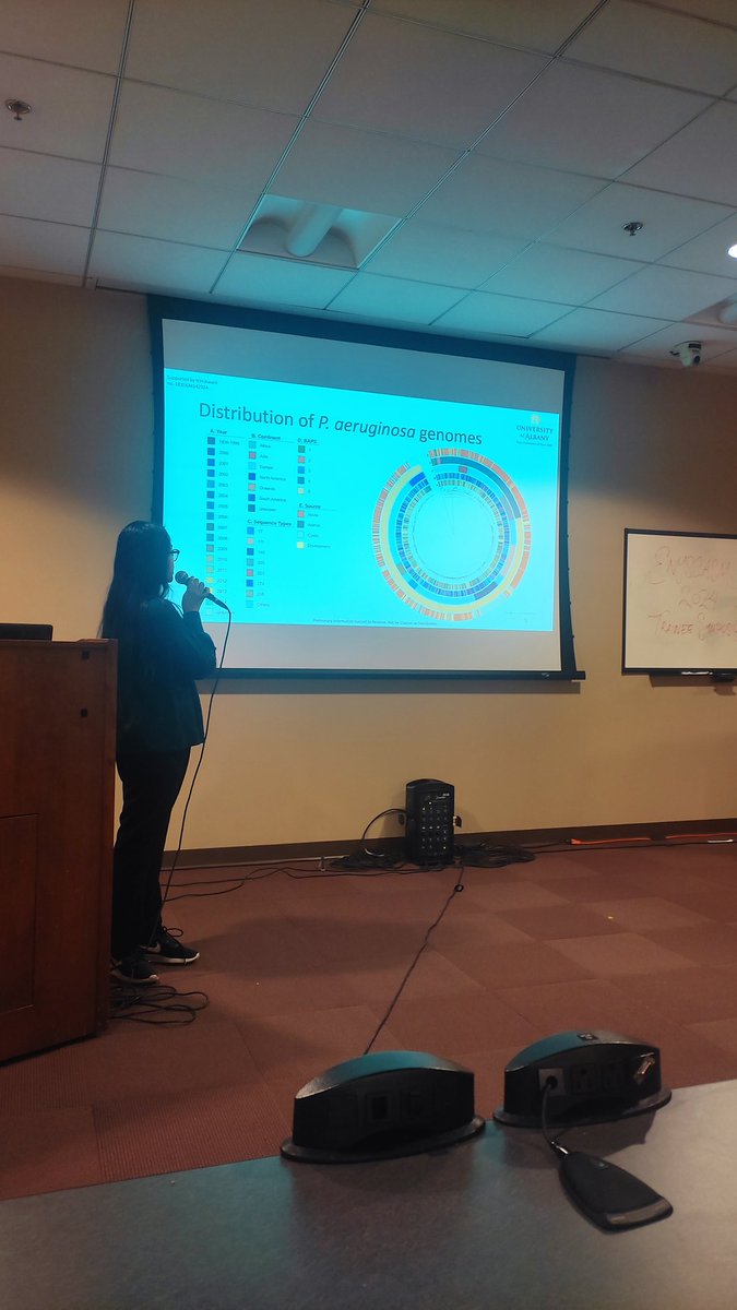 And our last speaker of this morning is Samara from UAlbany. She is showing her results about genomic diversification of Pseudomonas aeruginosa.