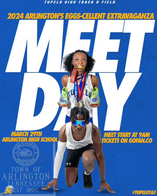 Meet Day! #FloodWarning Arlington’s Eggs-celent Extravaganza ⏰ 9:00 AM 📍Arlington High School 🌡️74 ☀️ ℹ️ tn.milesplit.com/meets/567396-a… 📈McDonaldTiming.com 🎟️$7 #WeRunTheTUP #GoWave @TupeloAthletics @tupeloschools