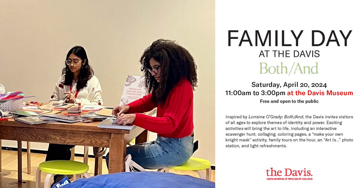 Family Day is back at the Davis! Join us for an art-filled day on Saturday, April 2020. This event is free and open to the public. www1.wellesley.edu/davismuseum/ev… #davismuseum #bosarts #wellesley #metrowest #bostonparents