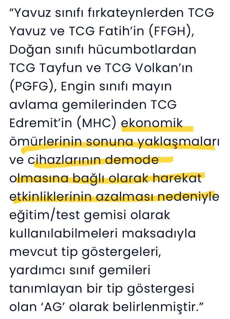 RESMİ AÇIKLAMA - CAYDIRICILIK ‼️ ⚓️ Fırkateyn, hücumbot ve denizaltılarımızdan bazılarının tip göstergelerinin değiştirilmesine “cihazlarının demode olması, kullanım ömürlerinin sonuna yaklaşması, harekat etkinliğinin azalmasının” resmi makamlar tarafından basın vasıtası ile…