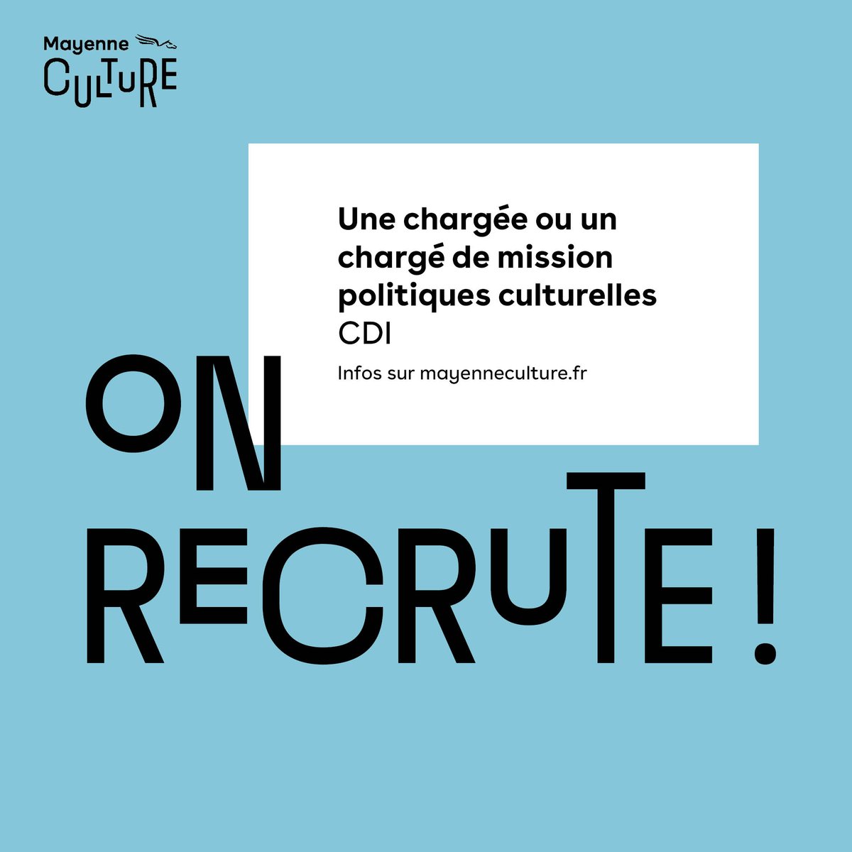 📢 Mayenne Culture recherche sa perle rare : une chargée ou un chargé de mission politiques culturelles en CDI ! 🔔Infos et candidatures (jusqu’au 26/04) sur bit.ly/MC-emploi ou sur profilculture.com 👉N'hésitez pas à partager ! #Emploi #mayenne #recrutement #culture