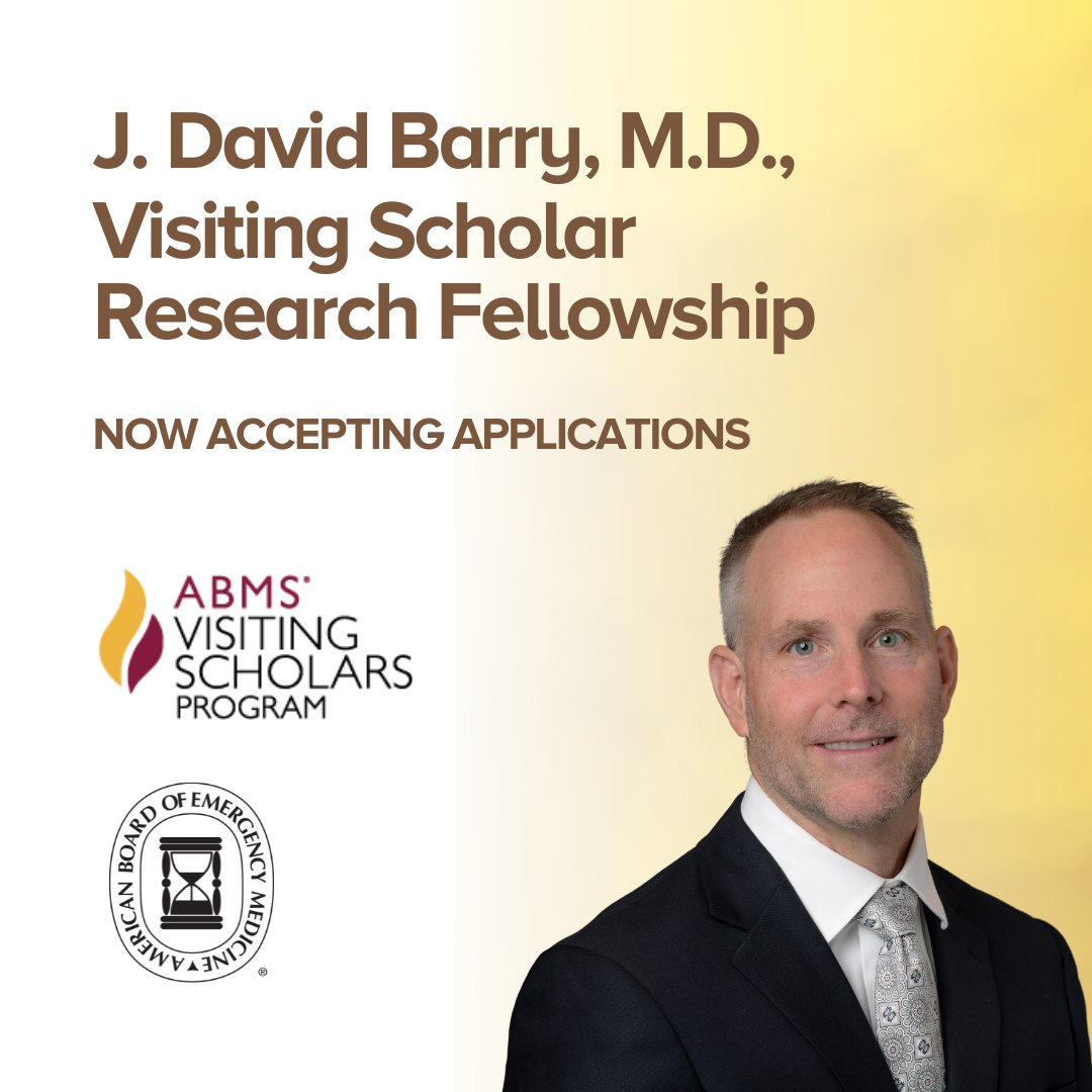 Applications are now open for the first J. David Barry, M.D., Visiting Scholar Fellowship! The American Board of Medical Specialties (ABMS) Visiting Scholars Program supports the research of early-career physicians and research professionals Apply Now: bit.ly/3PDRshW