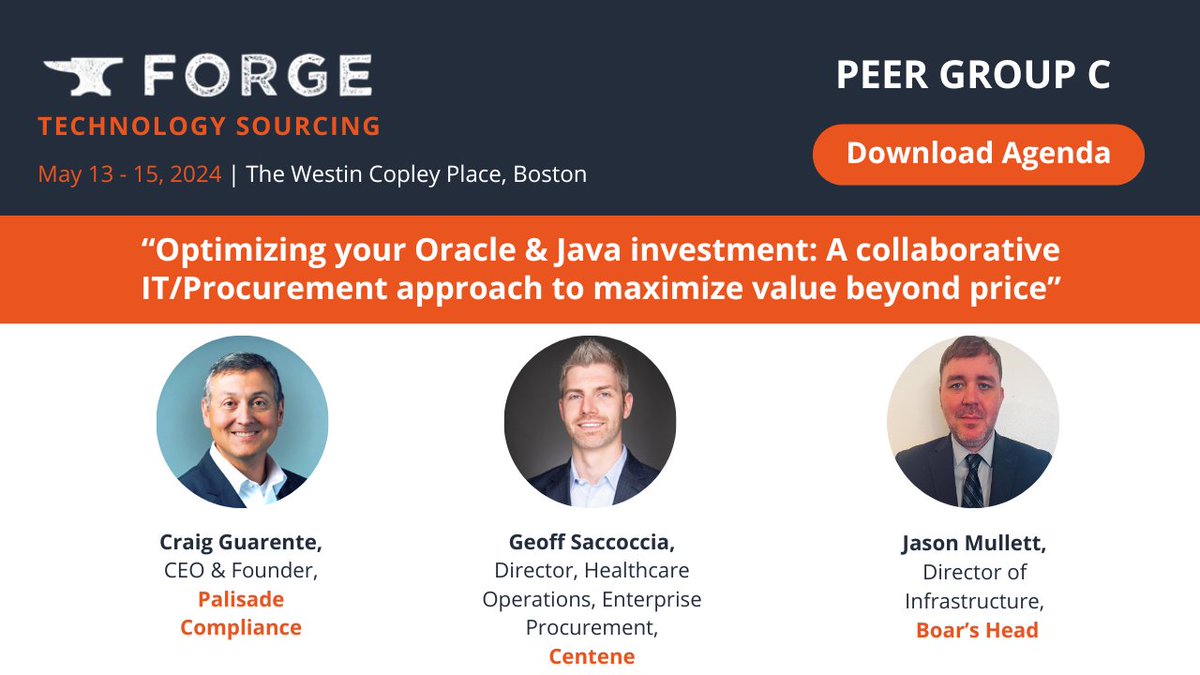 With real-world case studies and expert guidance on Oracle & Java licensing, join @PalisadeAudit, @Centene and @Boars_Head at #ForgeTech24 to gain the knowledge and tools to unlock the full value of your software investment. Download agenda to learn more: hubs.li/Q02r3prh0