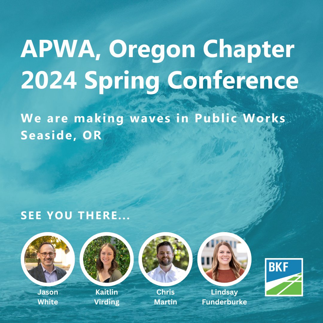 BKF is attending the sold-out APWA Spring Conference at the Seaside Civic and Convention Center in Oregon next week! Whether you’re looking for support for your next public works project or looking for your next career success story, we can’t wait to talk with you!  #APWAOregon