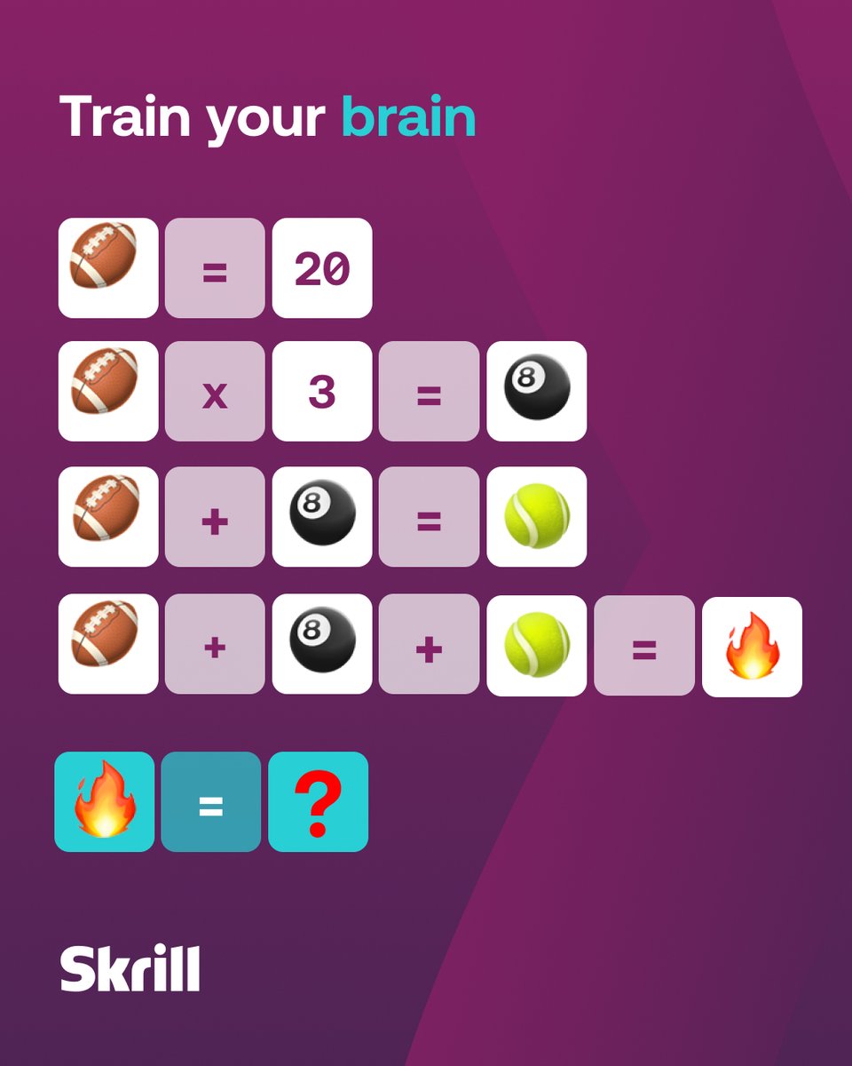 Time to put on your thinking cap! 💡 What's your solution? 🧠 Leave a reply with your answer! #DigitalWallet #Puzzle #Trivia #Skrill