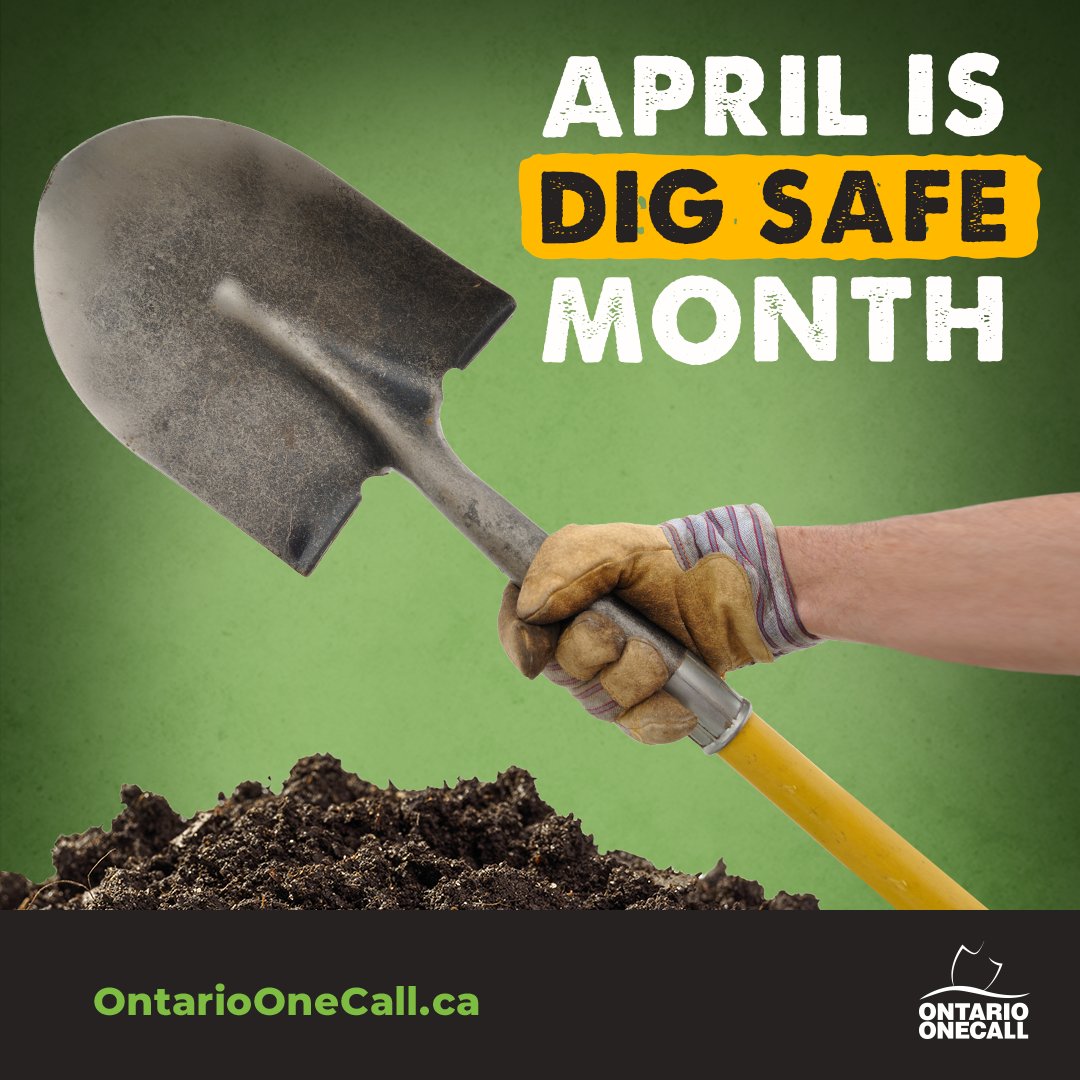 It's almost #DigSafeMonth! 

As we gear up for the digging season, remember to prioritize safety in all your outdoor projects. Whether you're gardening or starting a new construction project, always #ClickBeforeYouDig at OntarioOneCall.ca.