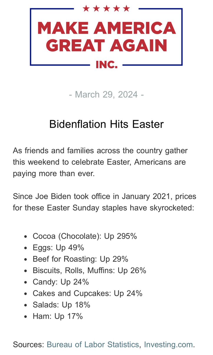 Americans are feeling the burden of Bidenflation this Easter