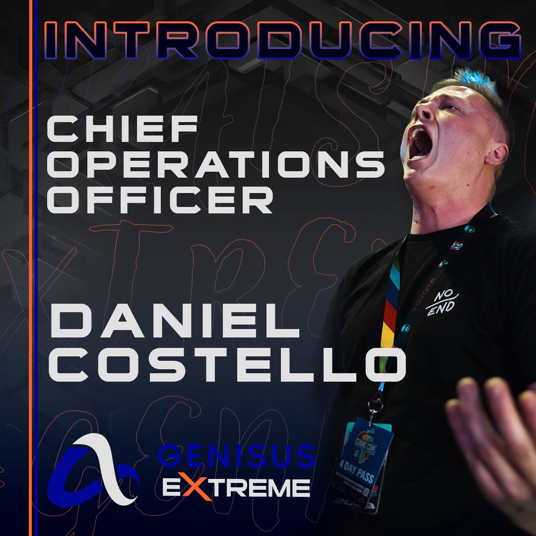 Introducing Daniel Costello, our COO. Blending diverse disciplines in engineering, esports, broadcasting & management, his passion & vision uniquely position him to drive our esports success. We're excited for his innovative leadership! #GenisusExtreme #GenisusRisk #Kaizen