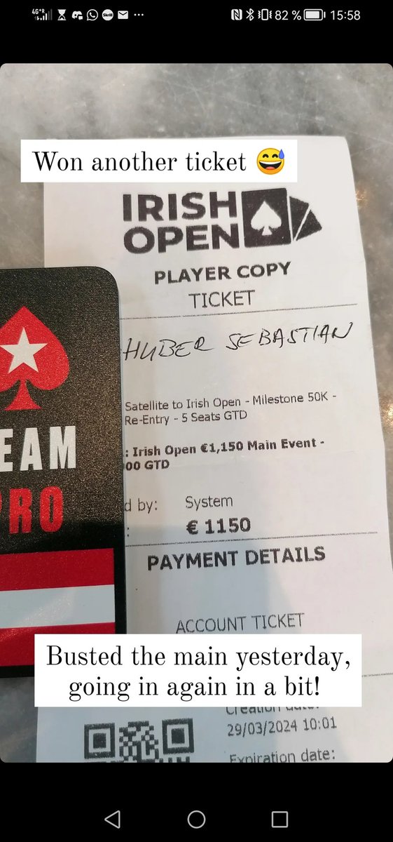 3rd satty ticket of the trip! Yesterday busted the main, but we go again in a bit ✌️