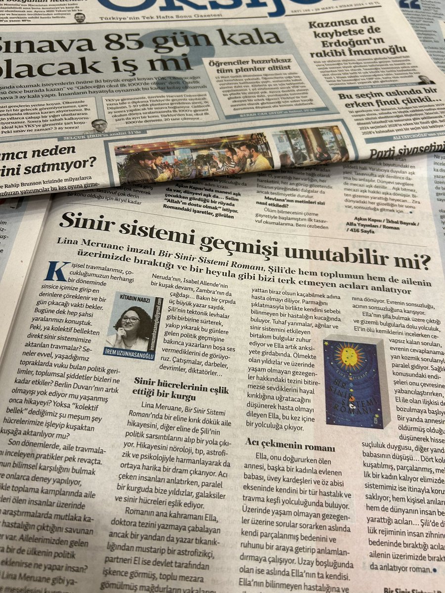 Cuma günleri @GazeteOksijen günü. Bu hafta @timasyayingrubu 'ndan çıkan Bir Sinir Sistemi Romanı hakkında yazdım ❣️