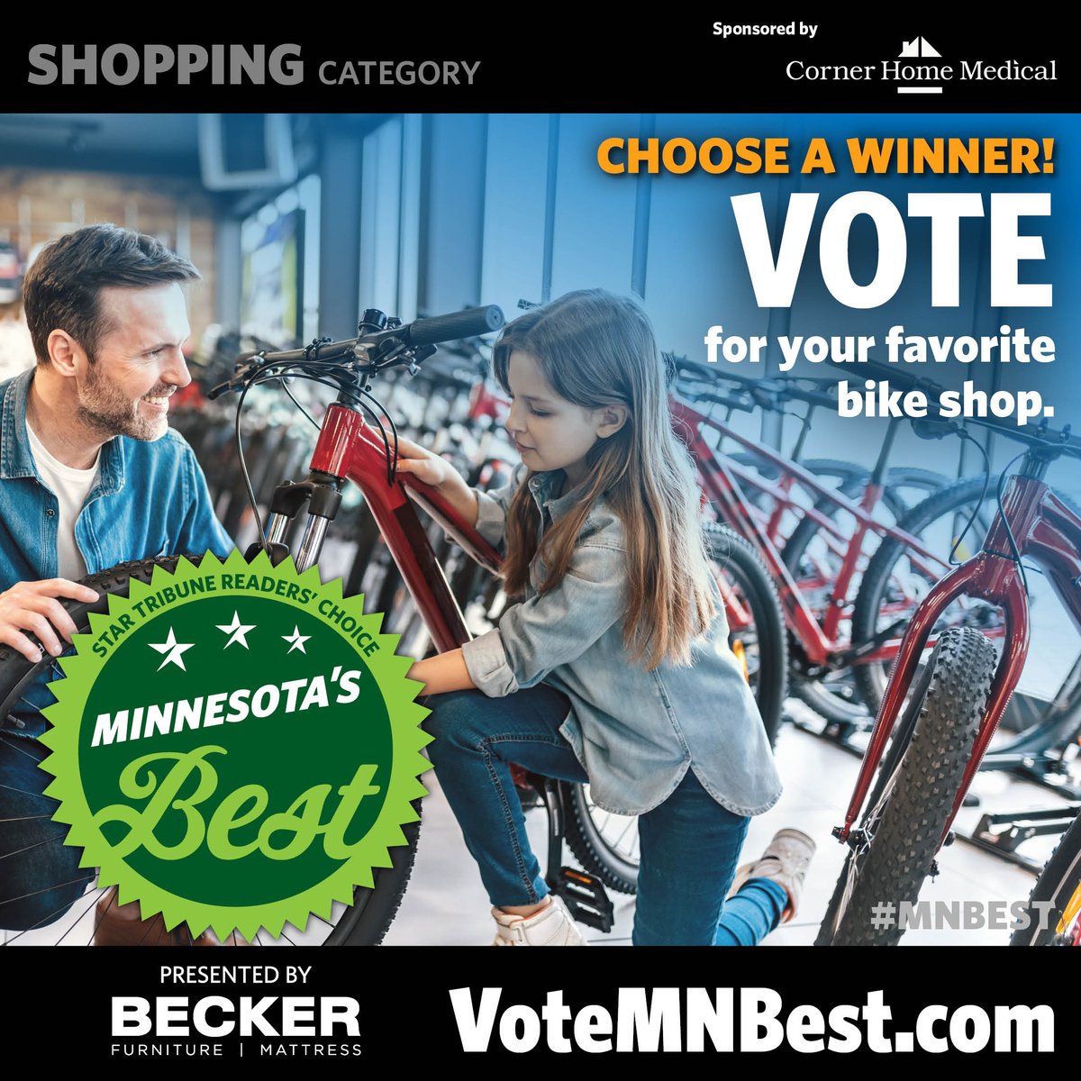 Cyclists, unite! 🚴‍♀️ Which bike shop in Minnesota fuels your passion for pedaling? Pedal over to vote daily until April 17: Votemnbest.com #MNbes