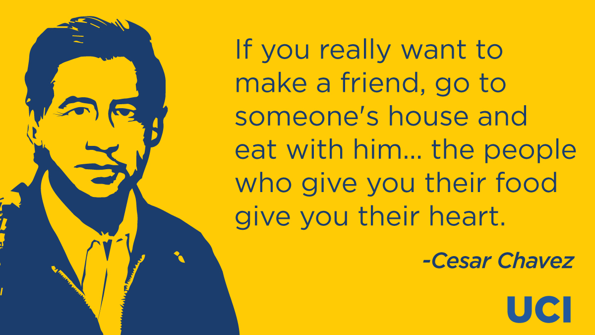 '...the people who give you their food give you their heart.' - Cesar Chavez, U.S. labor leader and civil rights activist. Today, we celebrate #CesarChavezDay and recognize California's farm workers who feed the country. *Campus is closed today in observance of the holiday.