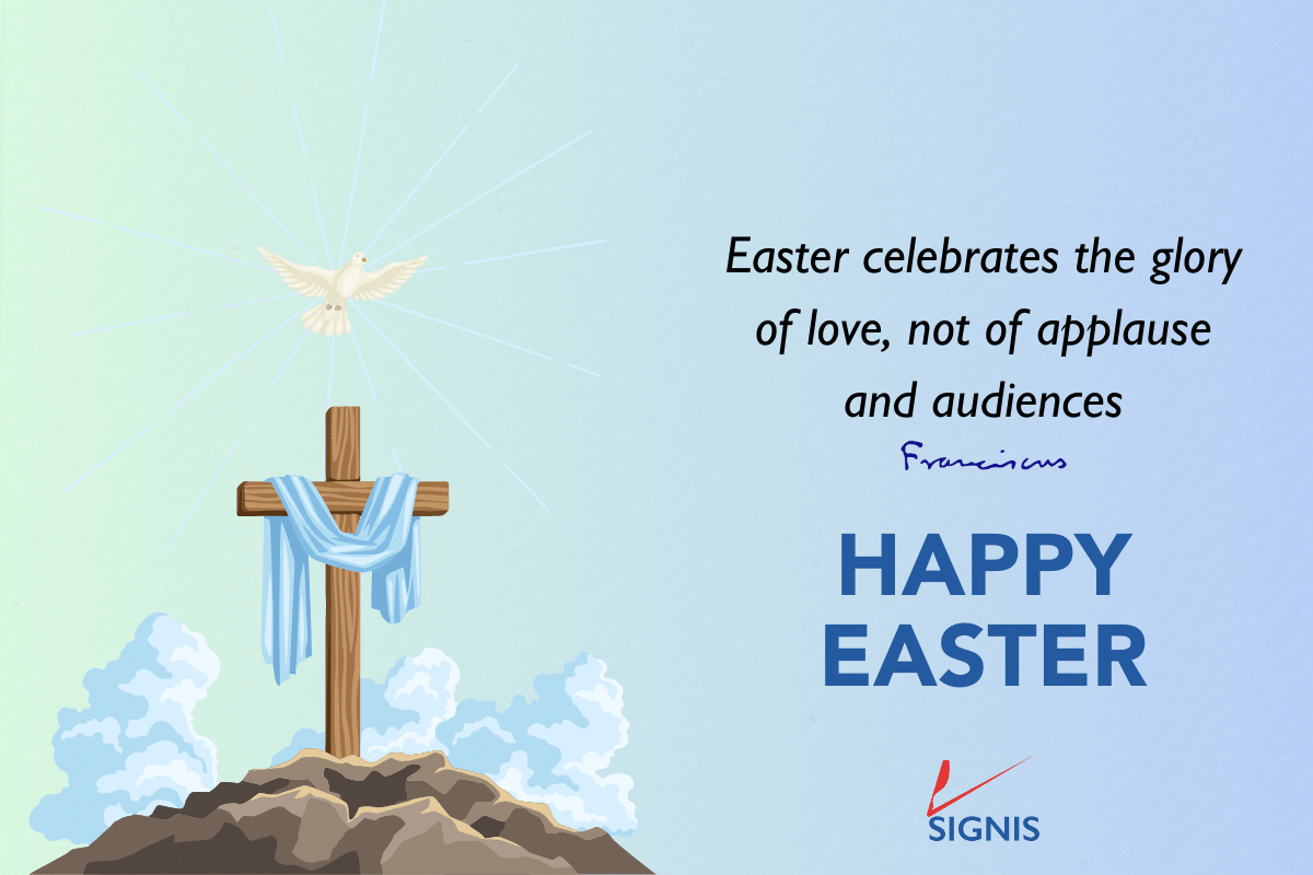 “At Easter, God reveals His glory of love that gives life to the world. A glory opposite of worldly glory, which comes when one is admired & praised. The glory of God is paradoxical: no applause, no audience' @Pontifex. Happy Easter from the SIGNIS family tinyurl.com/2x96ht4u