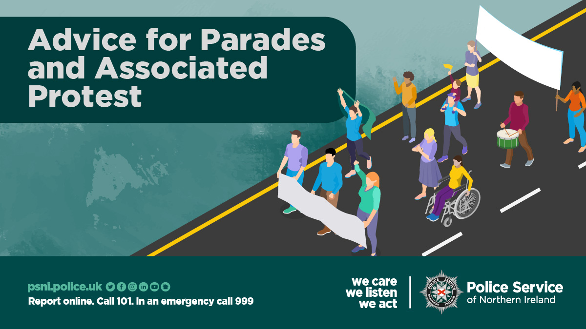 A key role of policing is to facilitate public processions and associated lawful protest. It is everyone’s responsibility to ensure they parade and protest safely and within the law. For more information visit orlo.uk/mgRQo #KeepingPeopleSafe