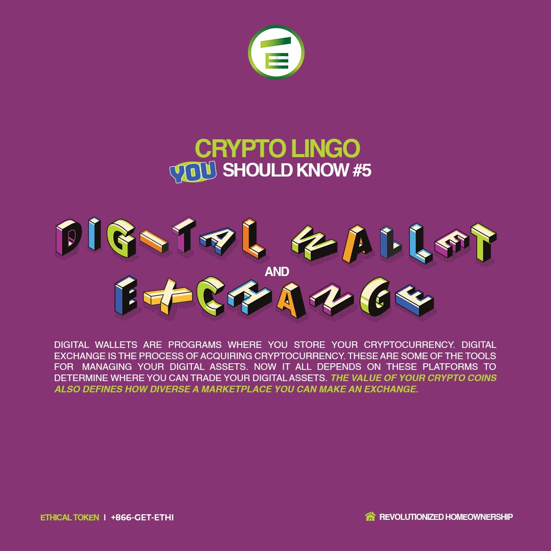 ethical_token's tweet image. #DigitalWallets are programs where you store your #cryptocurrency. Conversely, a #DigitalExchange is a platform where one can buy, sell, and trade cryptocurrency.

#ethitoken #ethicoin #ethi #ethicrypto #ethitokenprice