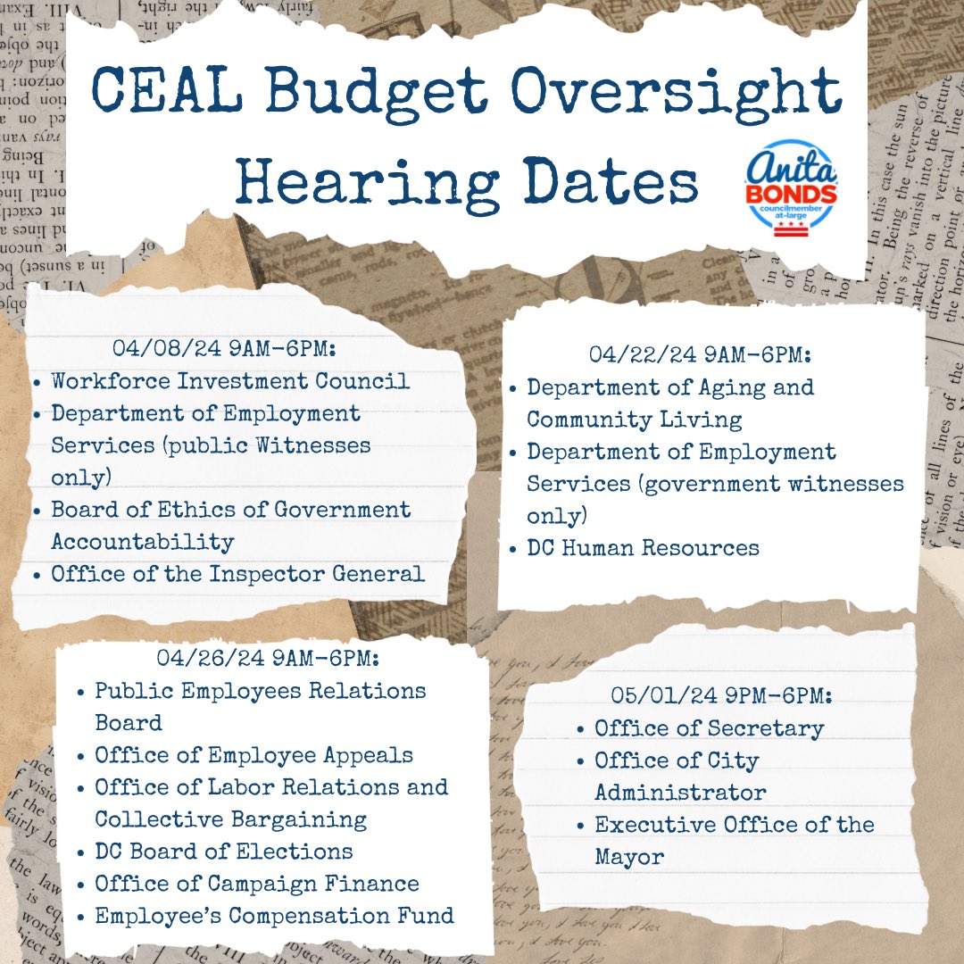 Our FY25 budget oversight hearing schedule is out. Please sign up to testify on the Council’s HMS page: lims.dccouncil.gov/hearings/