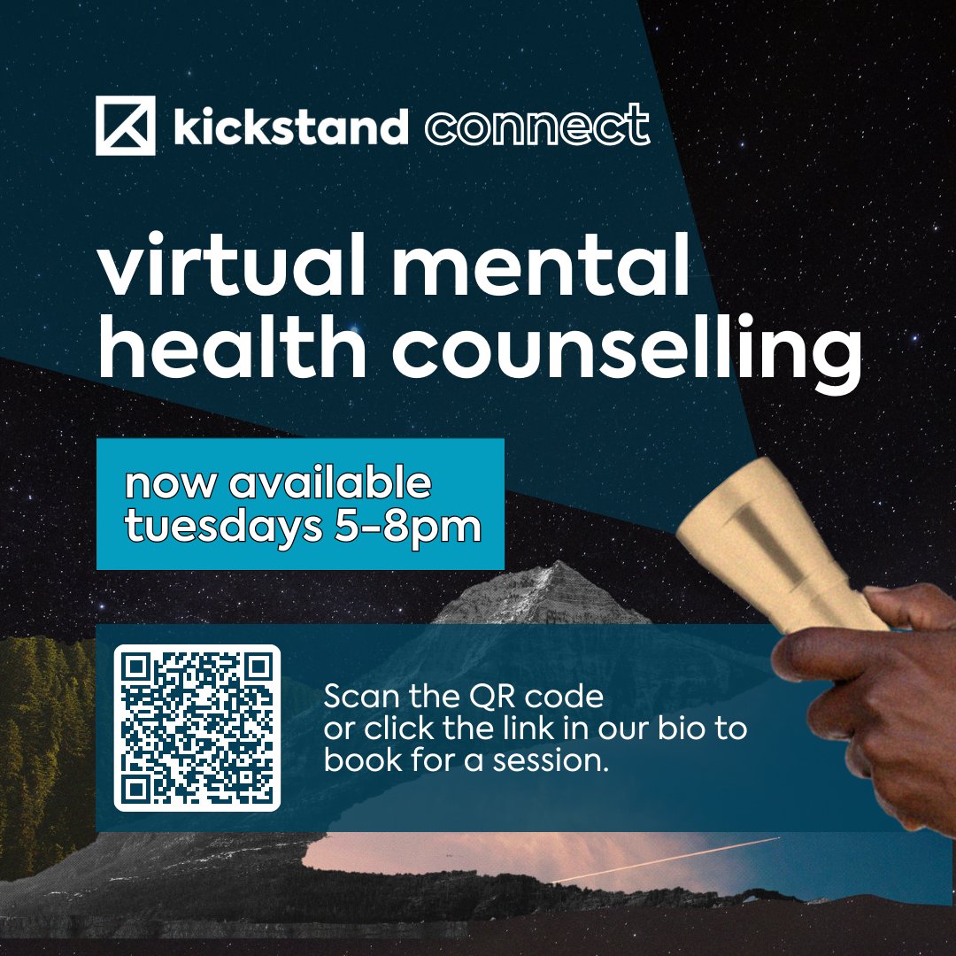 Exciting News! Kickstand Connect Mental health clinics are now open on Tuesdays, from 5pm to 8pm! Click the link in our bio or scan the QR code to secure your slot. #virtualmentalhealthclinic #virtualtherapy #onlinetherapy #mentalhealthclinic #mentalhealth #Alberta