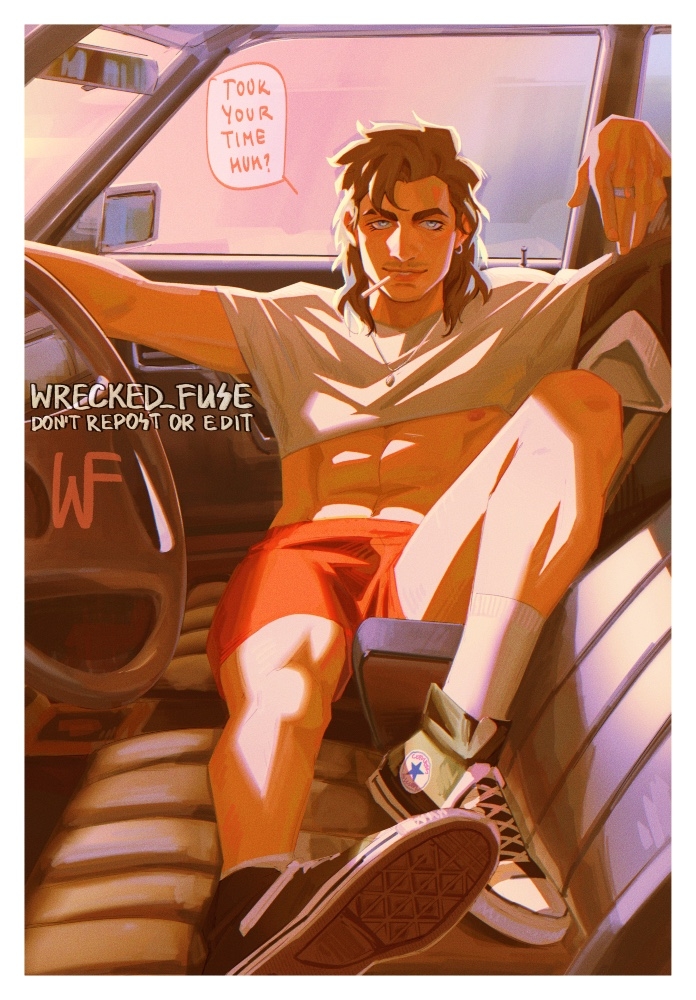 bc today's billy's day Steve is late Billy‘s shift has ended earlier and he’s waiting for Steve on the parking lot in Steve’s car :3 harringrove