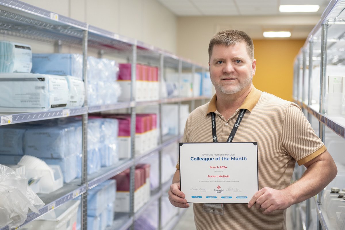 Congrats Robert Moffett, TMH March Colleague of the Month! An inventory control clerk, he ensures the ordering process runs efficiently & he coordinates closely with various departments for the best support of care. “He is a behind-the-scenes hero!” wrote his nominator.