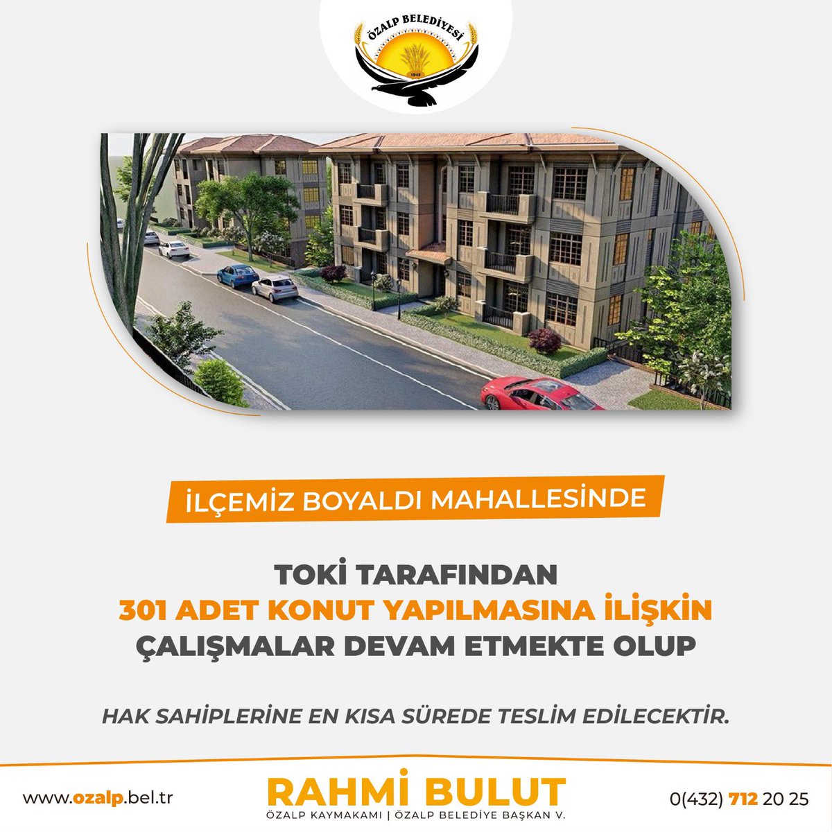 📍TOKİ Sosyal Konut Projesinde Sona Gelindi, 

📌İlçemiz Boyaldı Mahallesinde 3️⃣0️⃣1️⃣ adet konutun proje çalışmaları tamamlanmış olup ihale aşamasına gelmiştir. İnşallah konut sahiplerine en kısa sürede teslim edilecektir.
İlçemize ve hak sahiplerine hayırlı olsun.