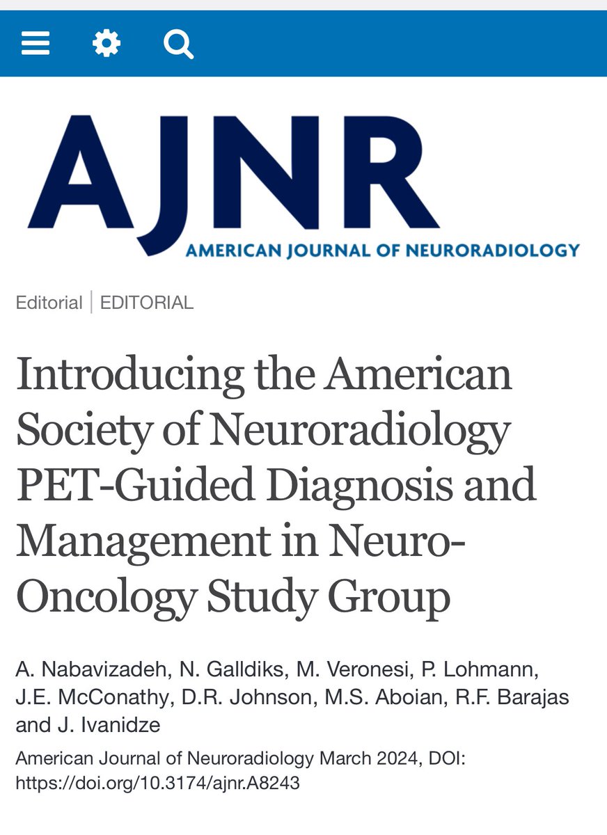Excited to be a member of <a href="/TheASNR/">The American Society of Neuroradiology</a> PET-Guided Diagnosis and Management in Neuro-Oncology Study Group Joins us at #ASNR 2024 to learn more about this new initiative <a href="/jana_ivanidze/">Jana Ivanidze</a> <a href="/LabBarajas/">Barajas Lab</a> <a href="/MariamAboian/">Mariam Aboian</a> <a href="/galldiks/">Norbert Galldiks</a> <a href="/ph_lohmann/">Philipp Lohmann</a> <a href="/mveronesi07/">Michael C Veronesi, M.D., Ph.D.</a> <a href="/theAJNR_EIC/">Dr. Max Wintermark</a>