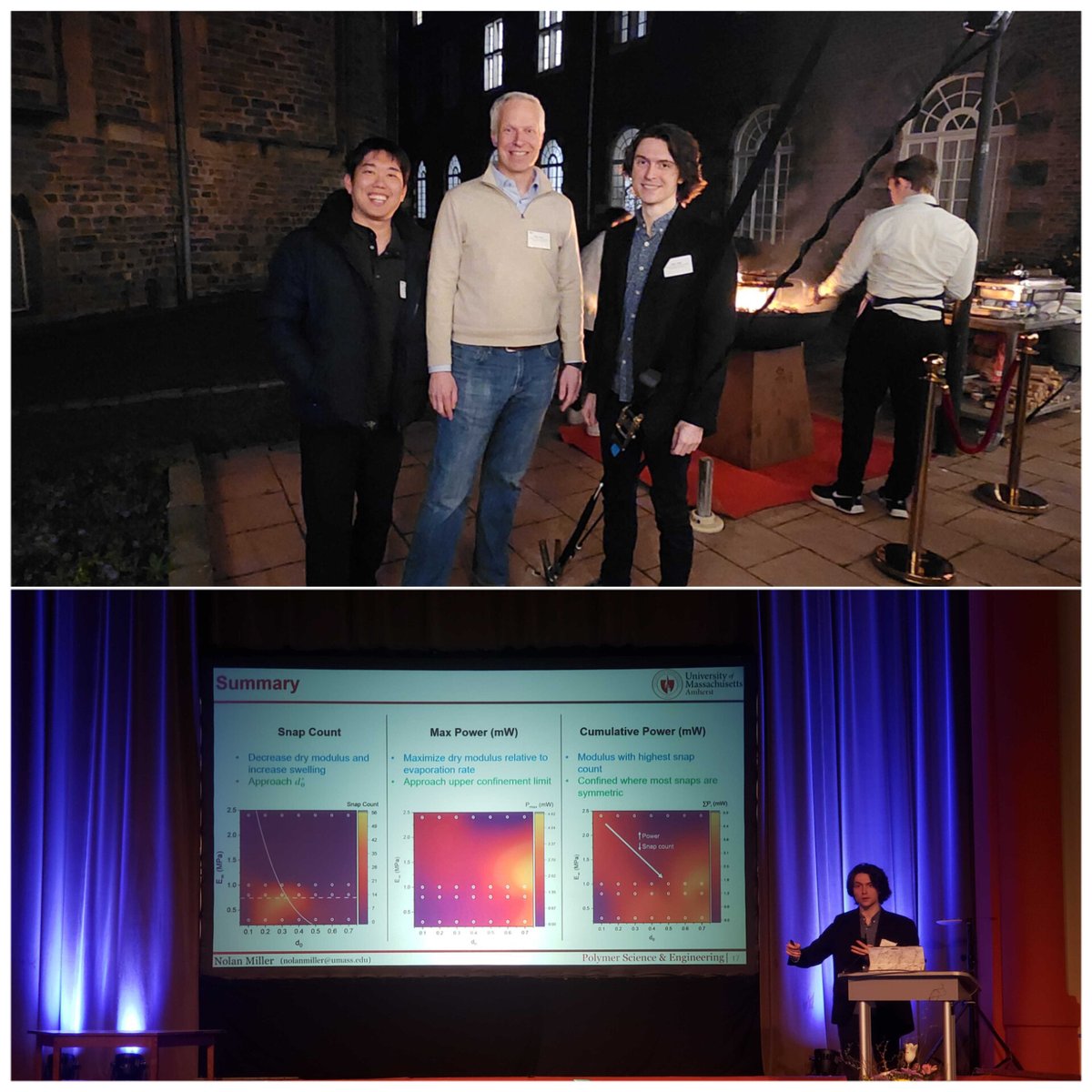 Greetings from the Netherlands! ✈️🌍 The Crosby Group was strongly represented at the International Conference on Deformation, Yield and Fracture of Polymers (DYFP) this year! Great job, Nolan and Myounguk, for your contributions! #science #conferenceseason