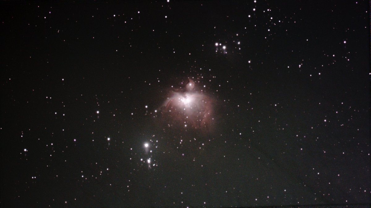 First attempt at deep space photography. No editing, simply stacked pics. Taken last night  from my backyard in Ottawa.