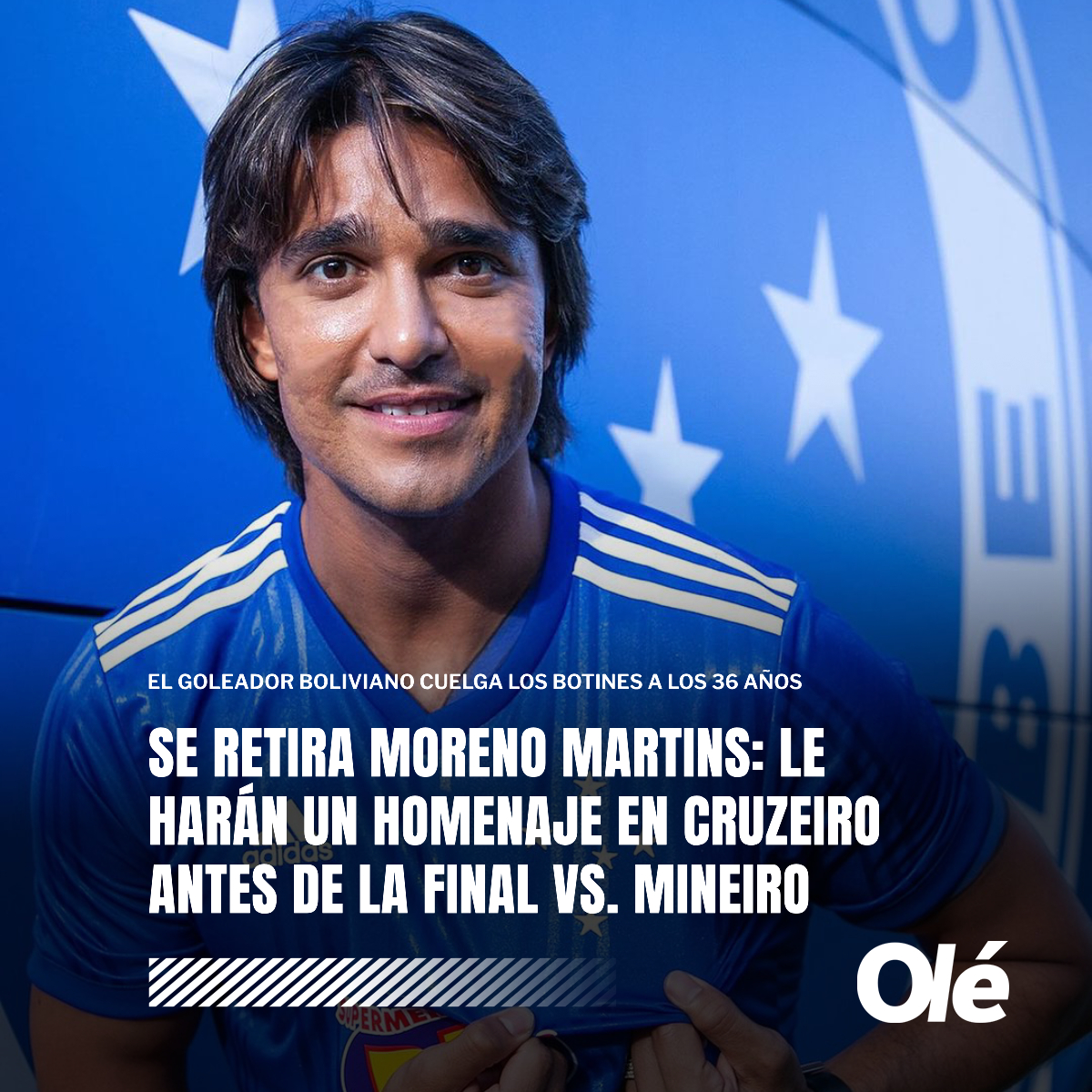 DiarioOle's tweet image. SE RETIRA MORENO MARTINS A LOS 36 AÑOS👋🇧🇴

⚽️El histórico goleador de Bolivia tendrá un homenaje a su trayectoria el 7/4 en Cruzeiro, donde es ídolo🔵

🏟️El evento será en el Mineirao antes de la final de vuelta del Campeonato Mineiro, que es justamente frente a su clásico rival