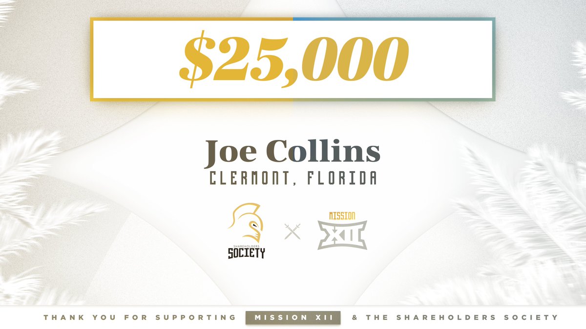 𝗧𝗢𝗨𝗖𝗛𝗗𝗢𝗪𝗡 🏈 Thank you to Joe ‘91 (@subdestroyer12) for your commitment to our @UCF_Football student-athletes and support of our MissionXII.com objectives. Welcome to the Shareholders Society! ⚔️ #GoKnights | #ChargeOn