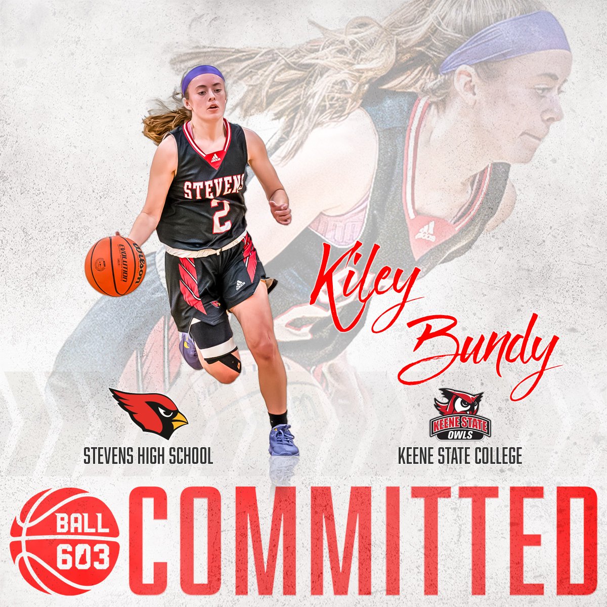 Upon graduating from Stevens HSl in June, Kiley Bundy will continue her playing career at Keene State College. Kiley, a 2X 1st team All-State selection & 1K-point scorer, plans to study Nursing while playing for the D-III Owls. #Ball603committed @KeeneStateOwls 📸 Chris LaClair