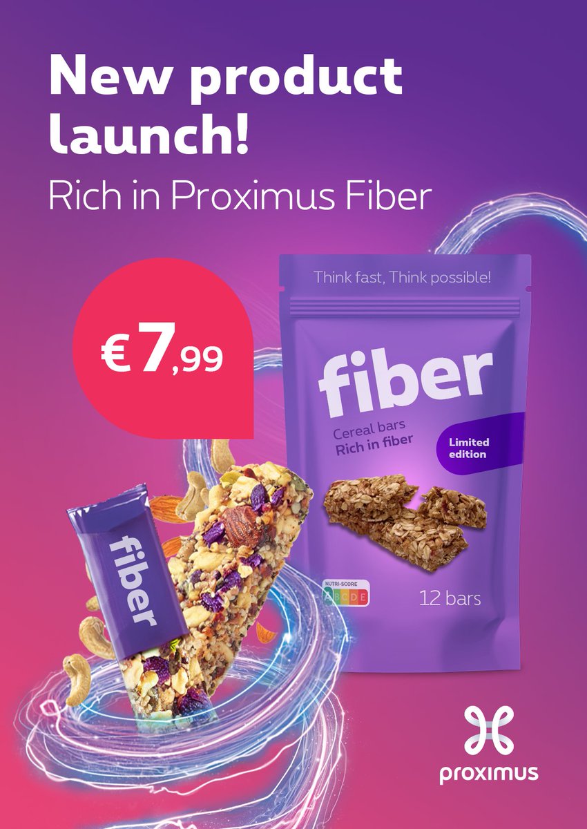 Super excited to announce the launch of our #Proximus Fiber Cereal Bars, as part of our #Fiber roll-out. I hope you’ll be eager to try them instead of the traditional #Easter eggs today! 😉
#ThinkPossible