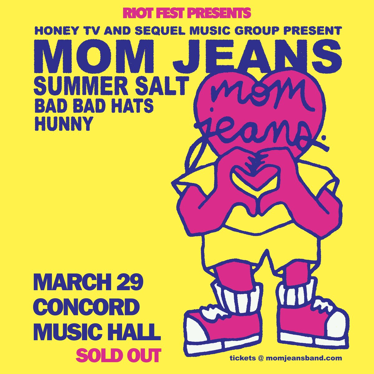 ☀️TONIGHT☀️ Time for Night 2 of @momjeansca w/ @SummerSaltATX, @BadBadHats + @hunnytheband! We’ll see you back here tonight for this sold out show, Chicago!