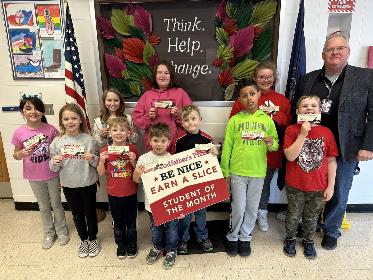 Thank you to these students who were recognized for being good humans and being nice. Thank you Godfathers Pizza for promoting kindness. #bctigers #bpsne