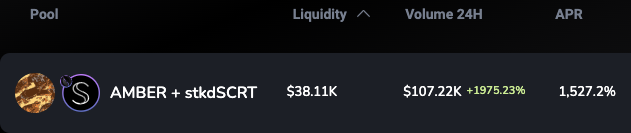 AmberDAO_'s tweet photo. 🚀 Attention all #Cosmos #DeFi Degens! 

🌊 Dive into the hottest liquidity pool of #memecoin season: $AMBER / $stkdSCRT on @Shade_Protocol 🔥

💥 The current #APR is an eye-popping 1527%! 🤑

🔗 Dive in now: https://t.co/JNKqwpy9mS https://t.co/Kdmzb5wjq6