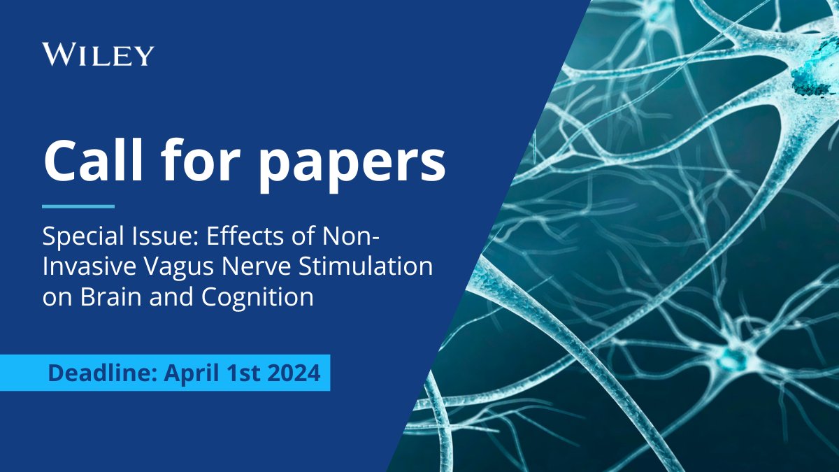 Call for Papers! Psychophysiology is seeking submissions for a Special Issue entitled 'Effects of Non-Invasive Vagus Nerve Stimulation on Brain and Cognition'. 📅 Submission deadline: April 1, 2024. Read the full call here: ow.ly/ajW550QgJYM @TheRealSPR