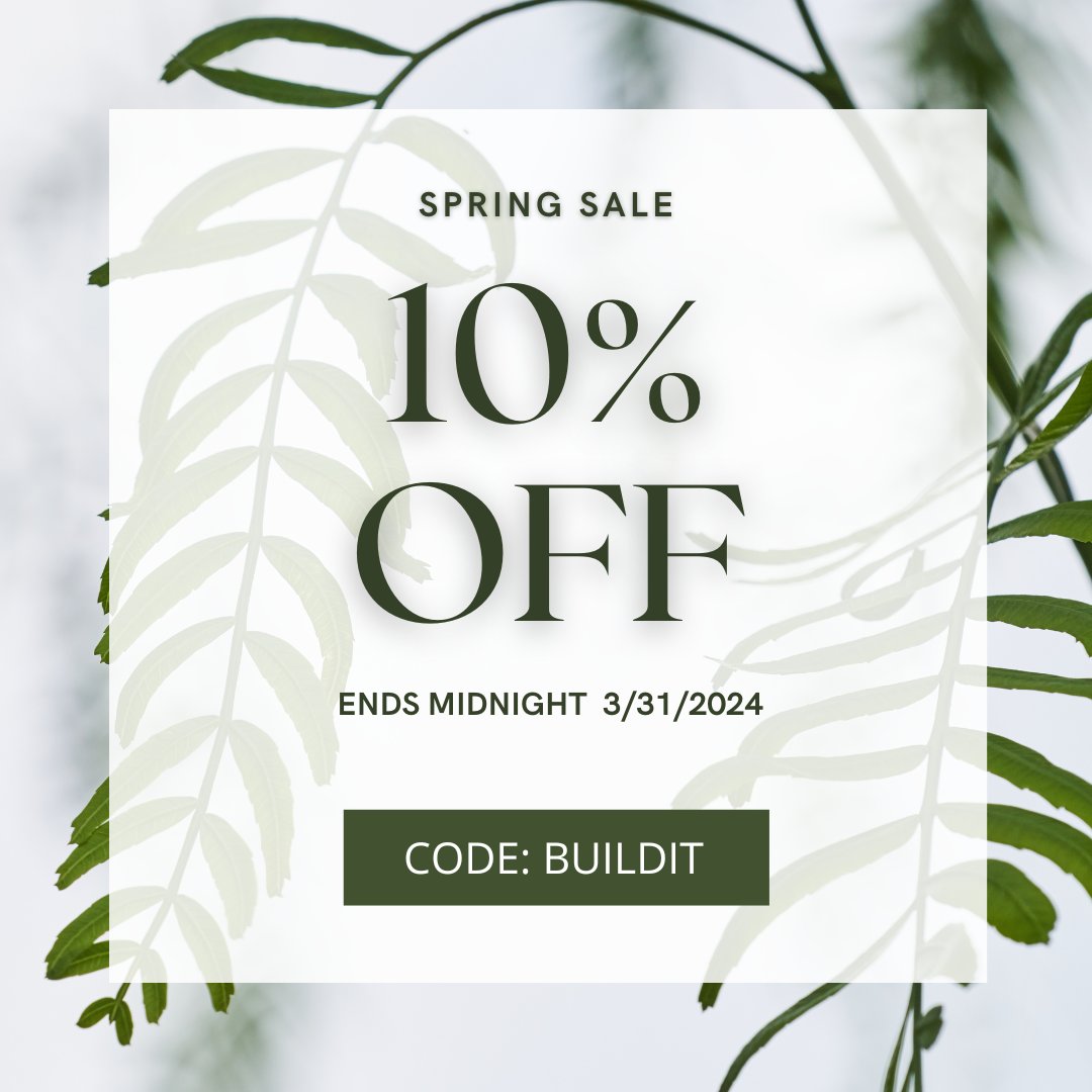 Not on our email list? You missed the spring sale then....Here is a last minute chance. 10% OFF Sale Ends Midnight Mountain Time 3/31/24 use CODE: BUILDIT BuildASoil.com