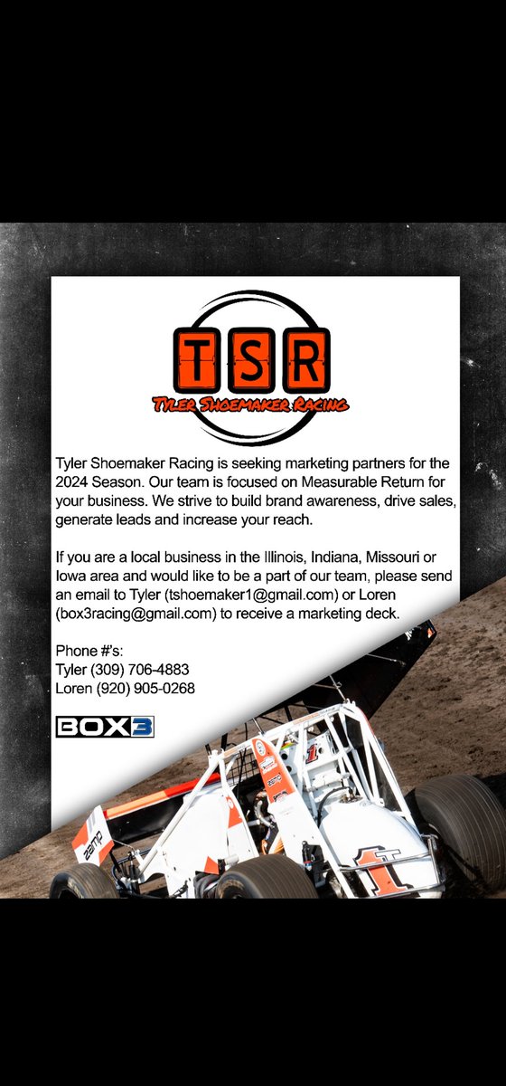 🚨 DM me or @box3_racing if interested. 🚨 tylershoemakerinc.com